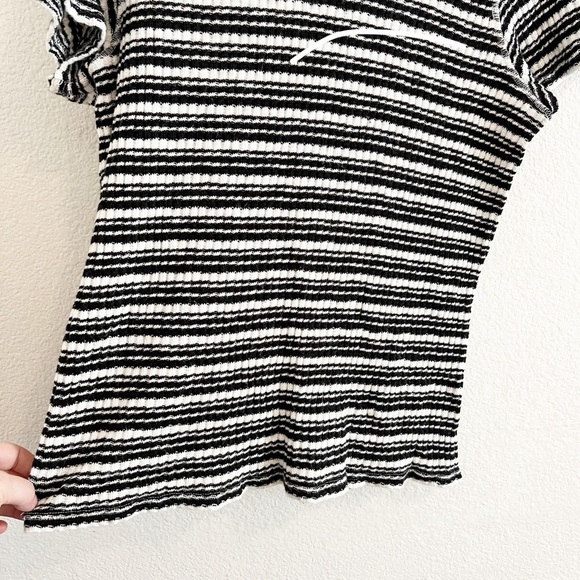Everlane The Cozy Rib Tee Black and White Stripe XXL - Picture 4 of 7